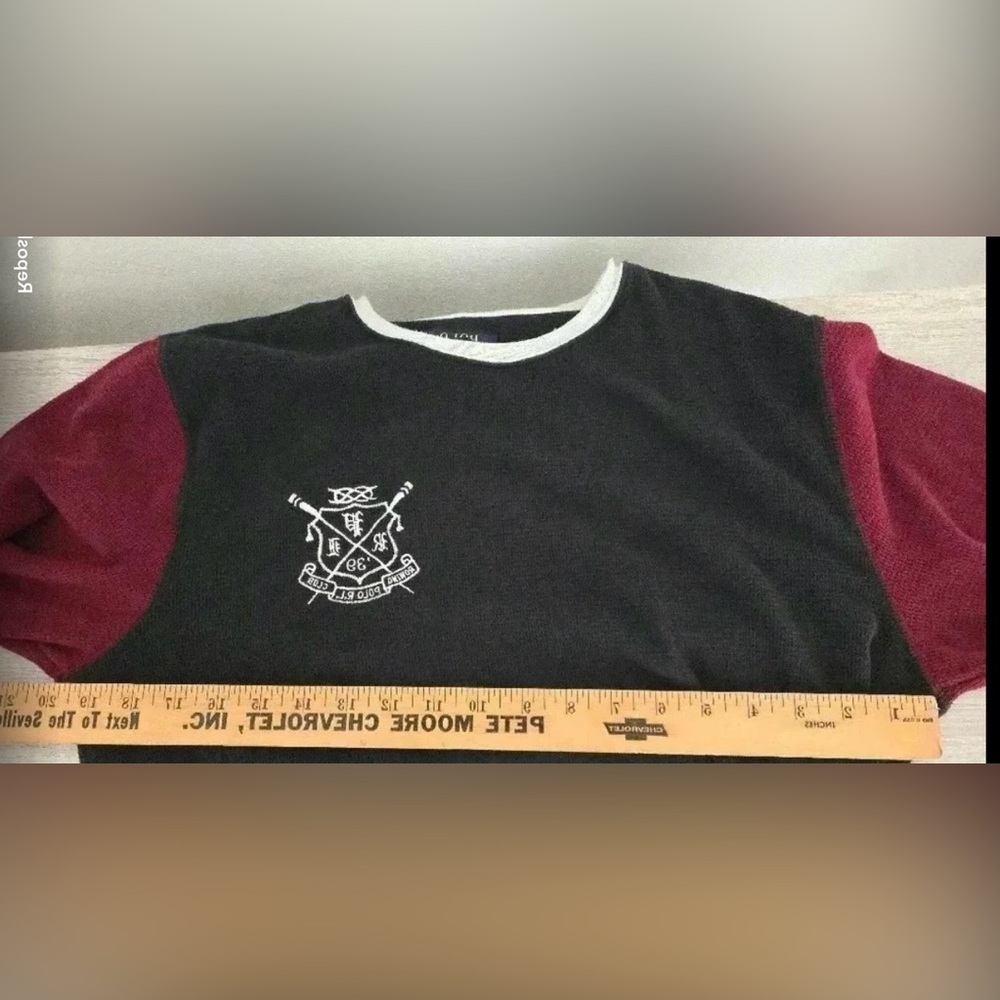 Polo Ralph Lauren Sleepwear Shirt Mens Size Large Black Maroon Waffle L Crest. - Picture 7 of 11